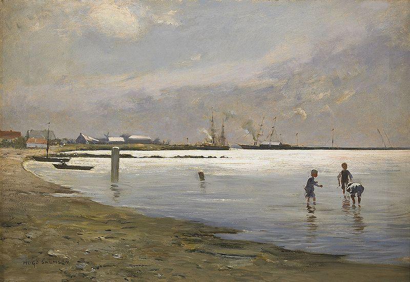 Hugo Salmson Trelleborgs hamn oil painting picture